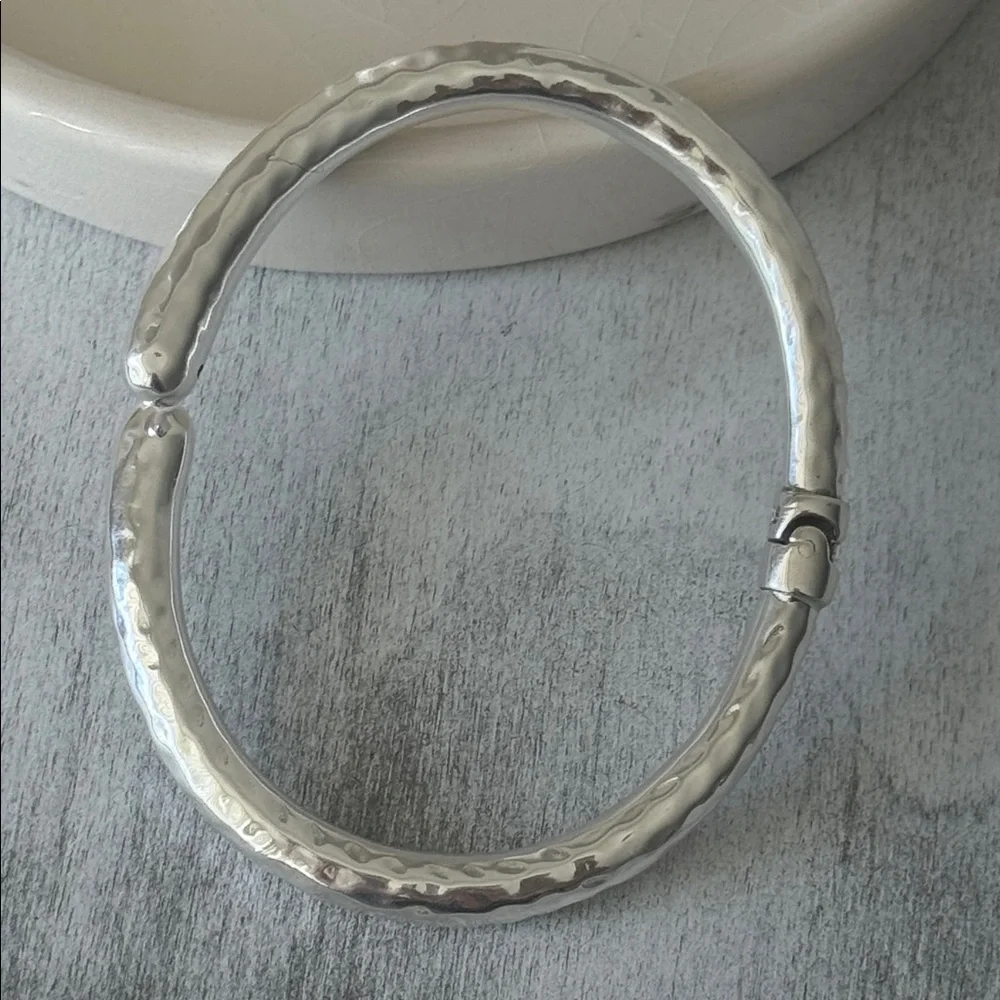 925 Sterling Silver Cuff Hammered Bypass Electroform Bracelet Made in Thailand